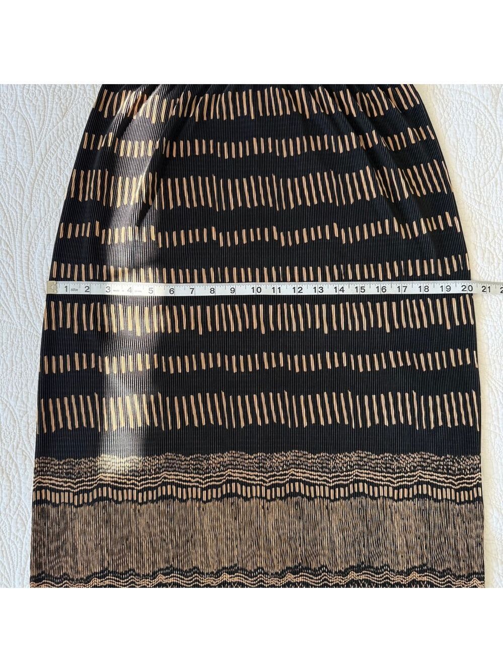 Vintage Carroll Reed Black Gold Pleated Midi Skirt Womens Size Medium 90s - Picture 8 of 9